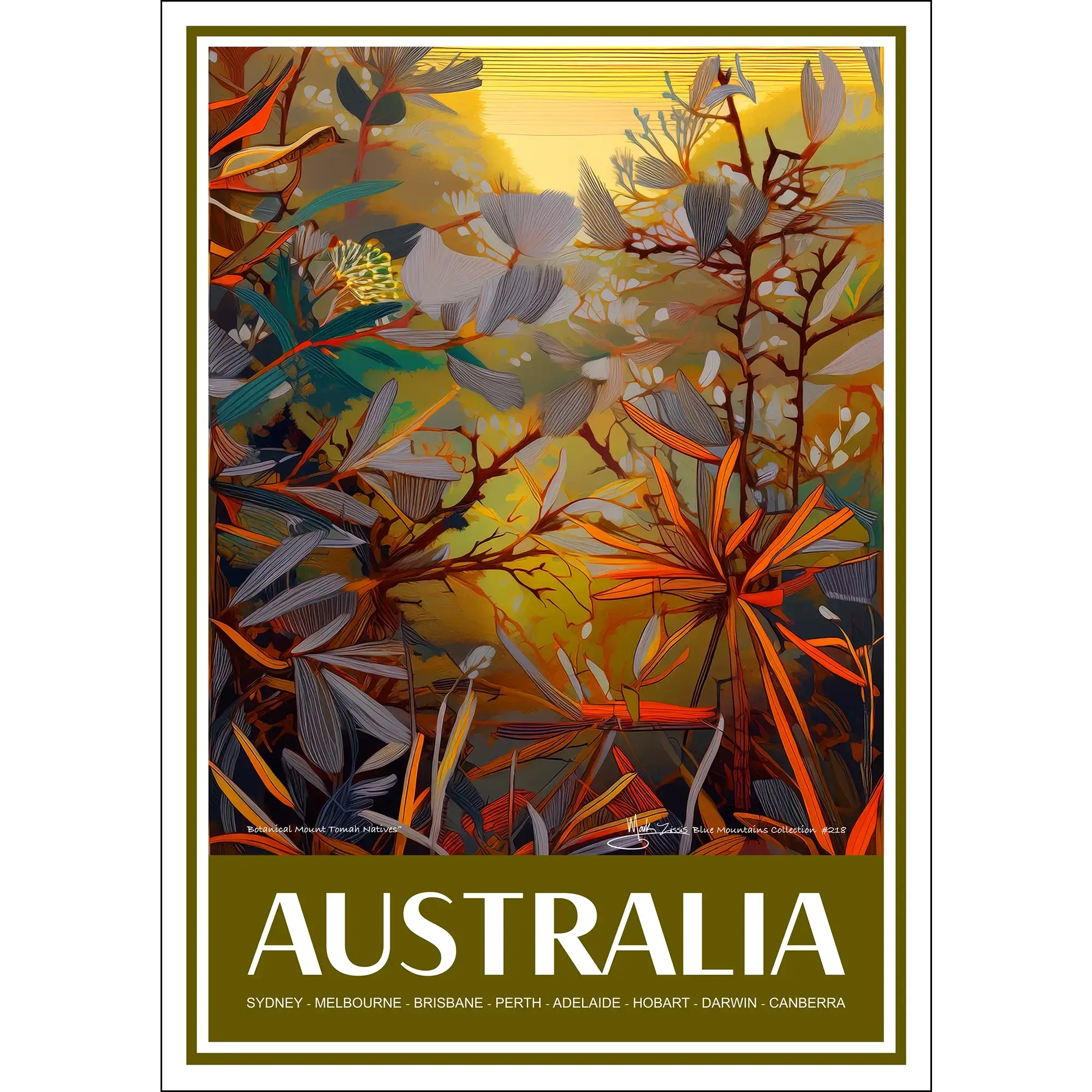 Vintage Travel Poster Australian Botanical Mount Tomah Natives