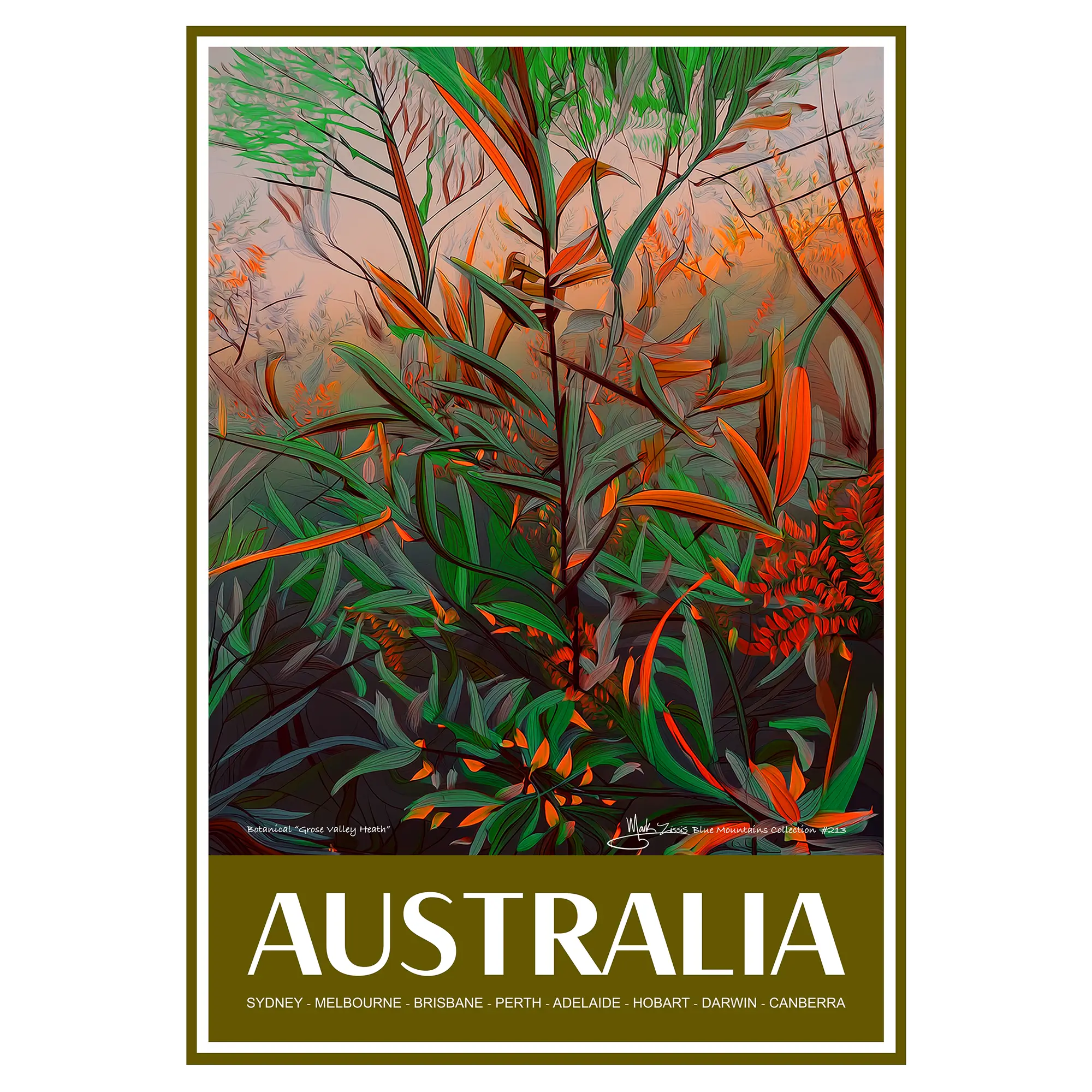 Vintage Travel Poster Australian Botanical Grose Valley Heath