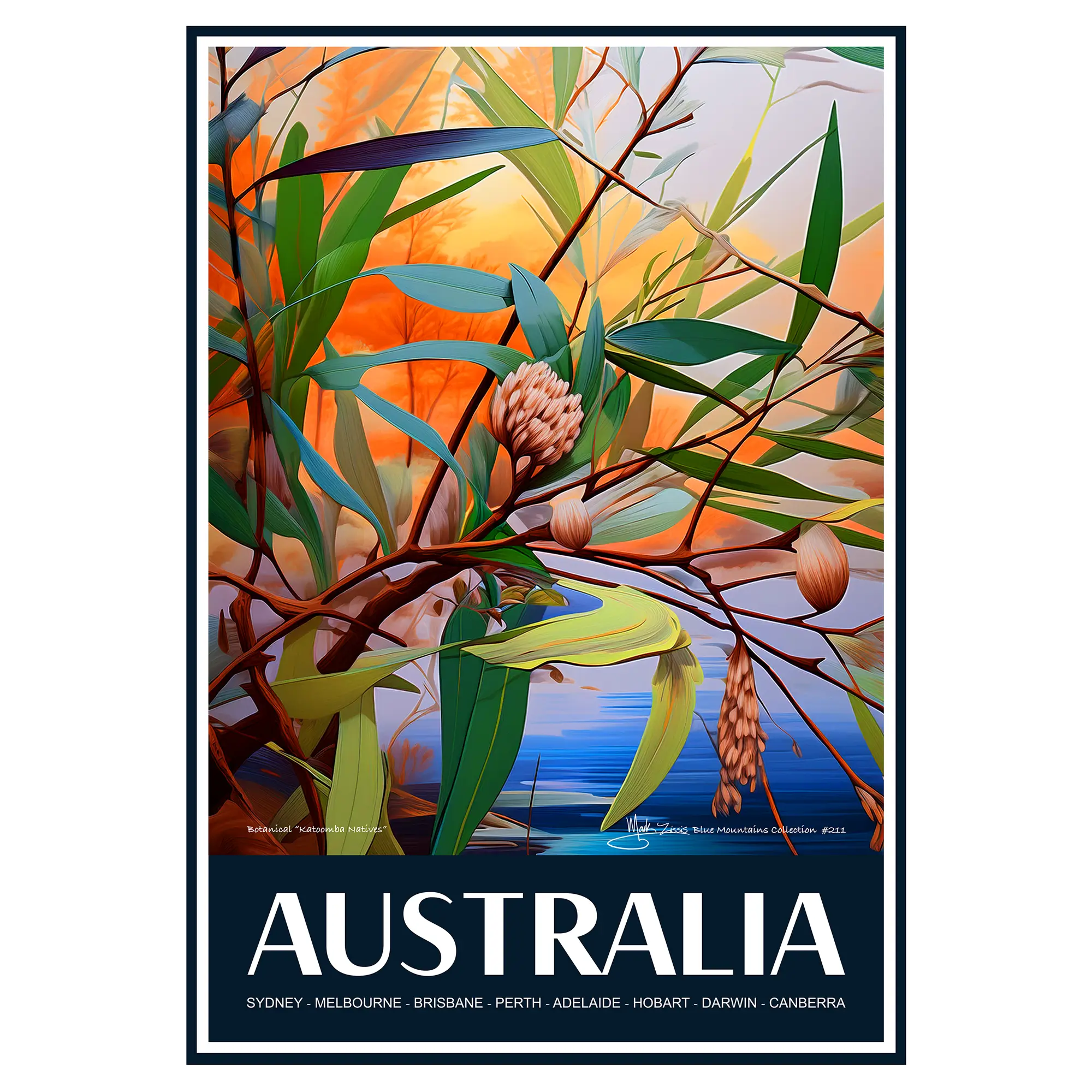 Vintage Travel Poster Australian Botanical Katoomba Natives