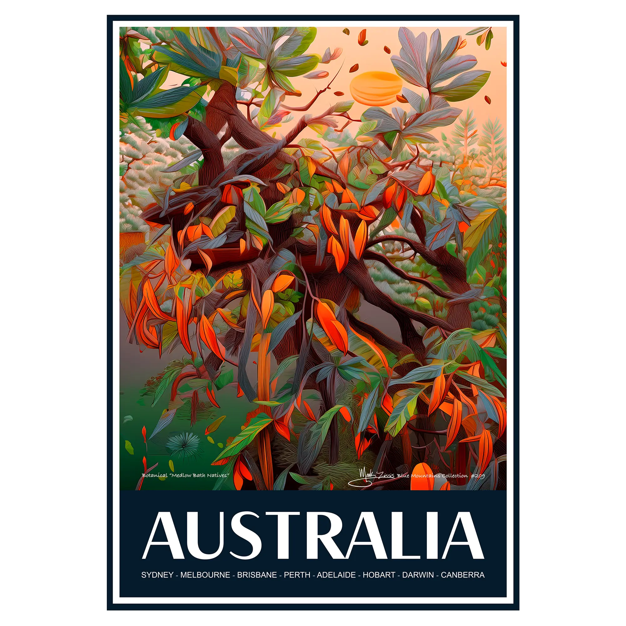 Vintage Travel Poster Australian Botanical Medlow Bath Natives