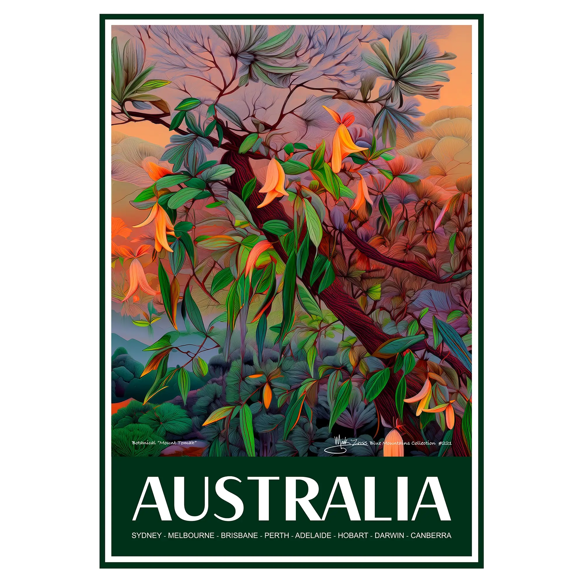 Vintage Travel Poster Australian Botanical Mount Tomah