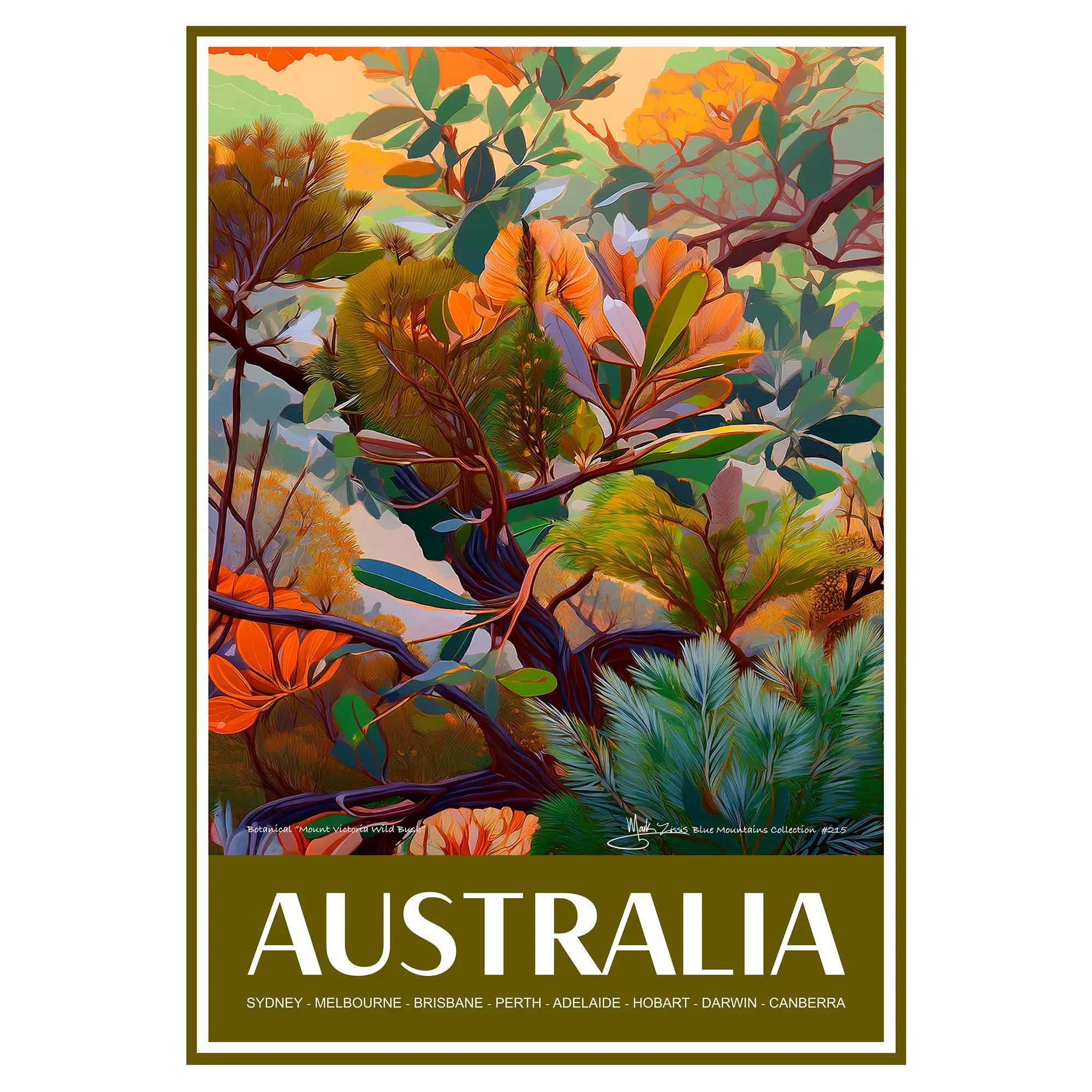 Vintage Travel Poster Australian Botanical Mount Victoria Wild Bush