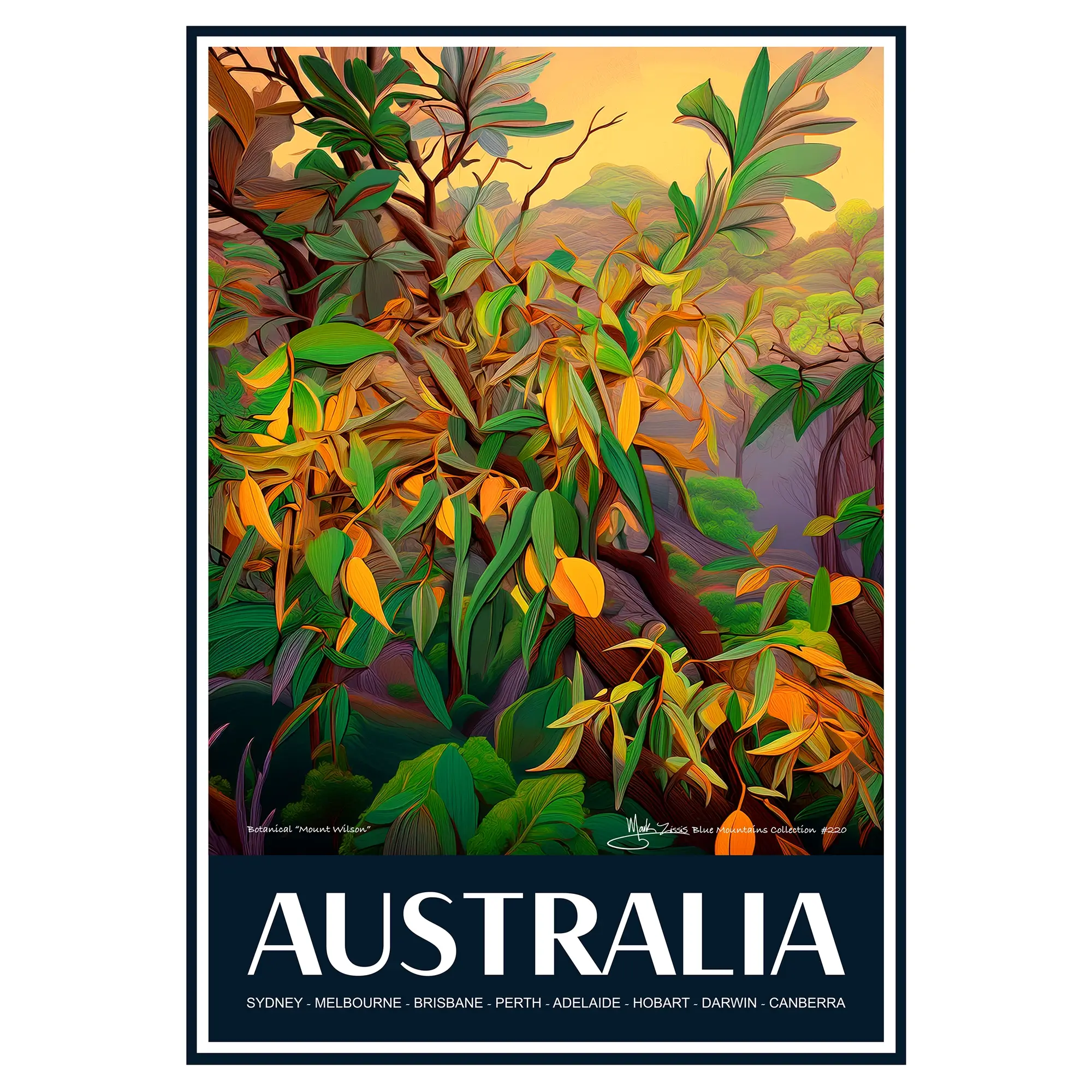 Vintage Travel Poster Australian Botanical Mount Wilson
